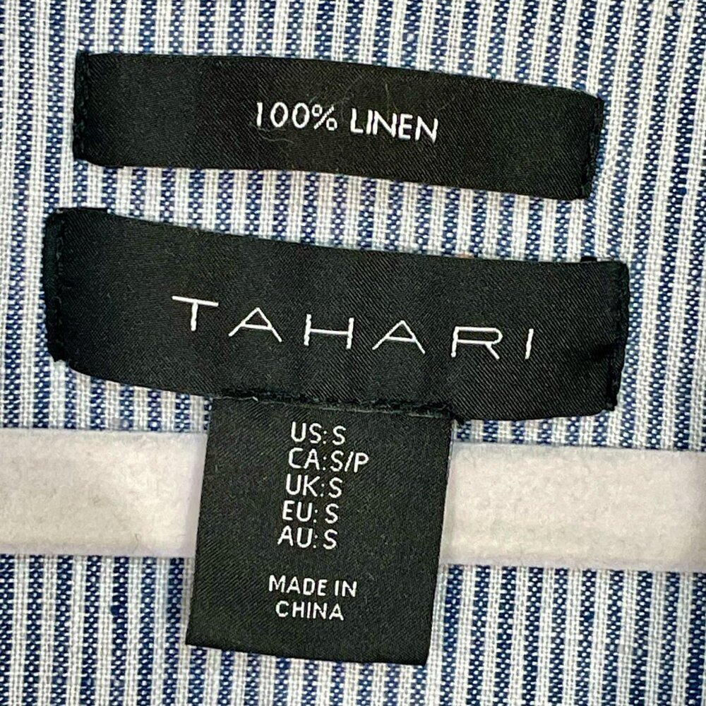 Tahari 100% Linen Stripe Shirt Dress Blue White Size S - Picture 5 of 13